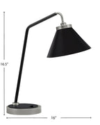 Desk Lamps One Light Desk Lamp in Graphite & Matte Black with 7" Matte Black Cone Metal Shade Shade