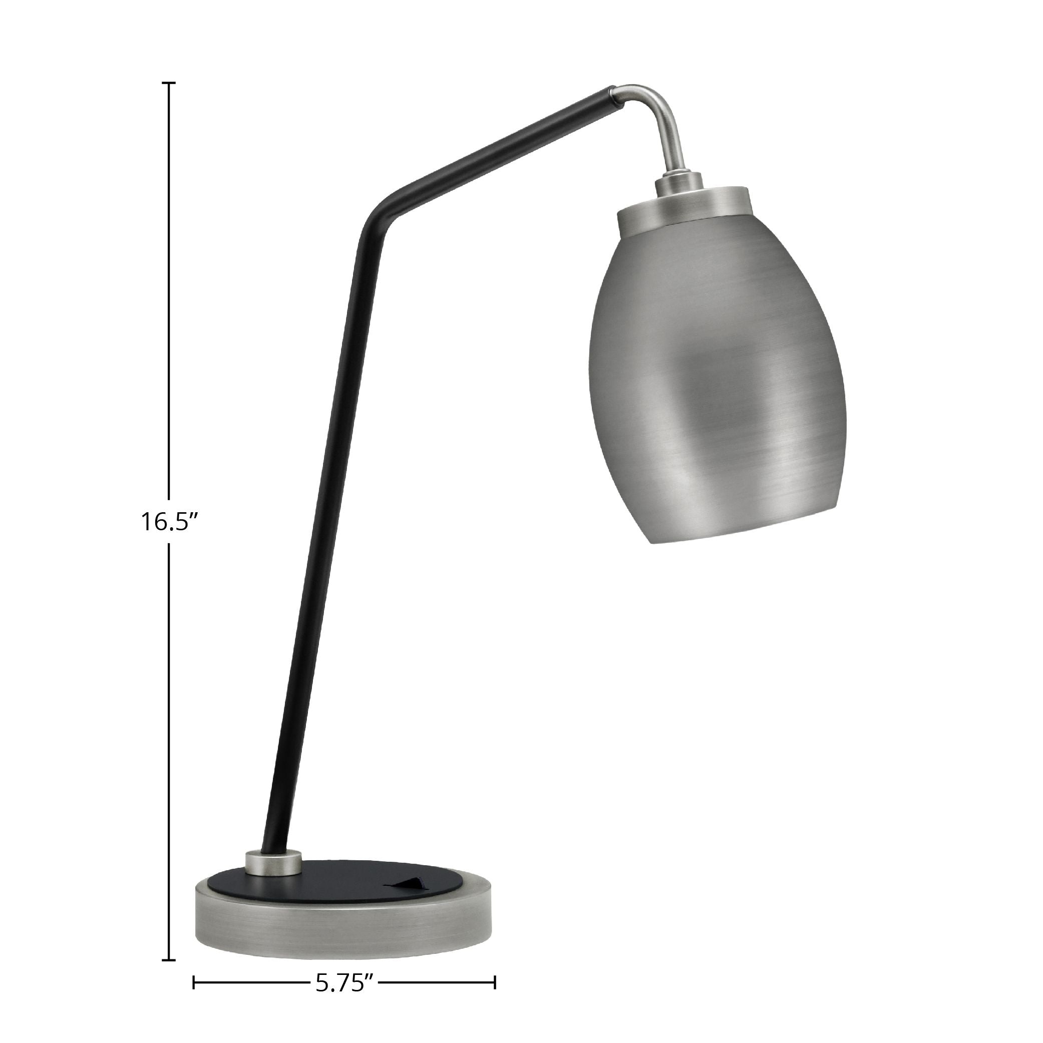 Desk Lamps One Light Desk Lamp in Graphite & Matte Black with 5" Graphite Oval Metal Shade Shade