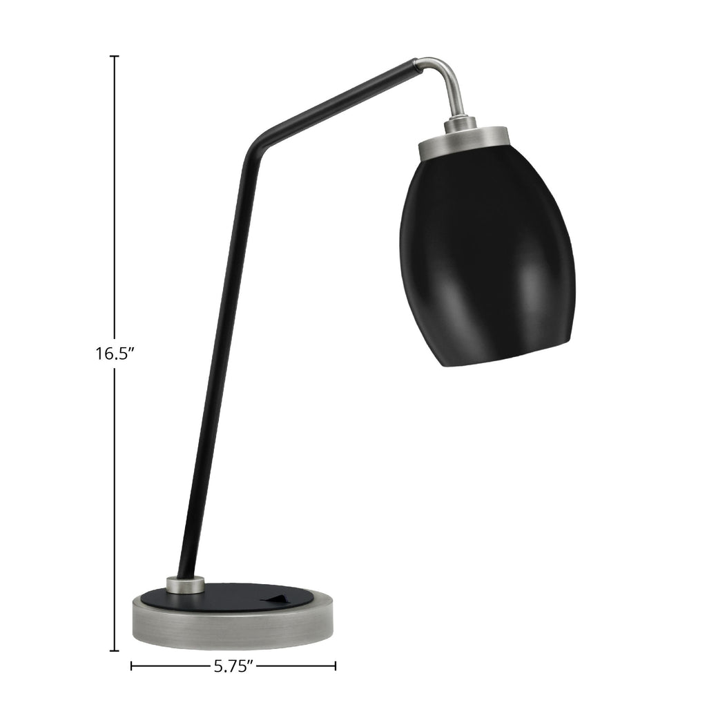 Desk Lamps One Light Desk Lamp in Graphite & Matte Black with 5" Matte Black Oval Metal Shade Shade