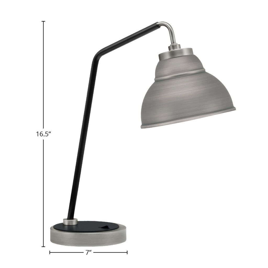 Desk Lamps One Light Desk Lamp in Graphite & Matte Black with 7" Graphite Double Bubble Metal Shade Shade