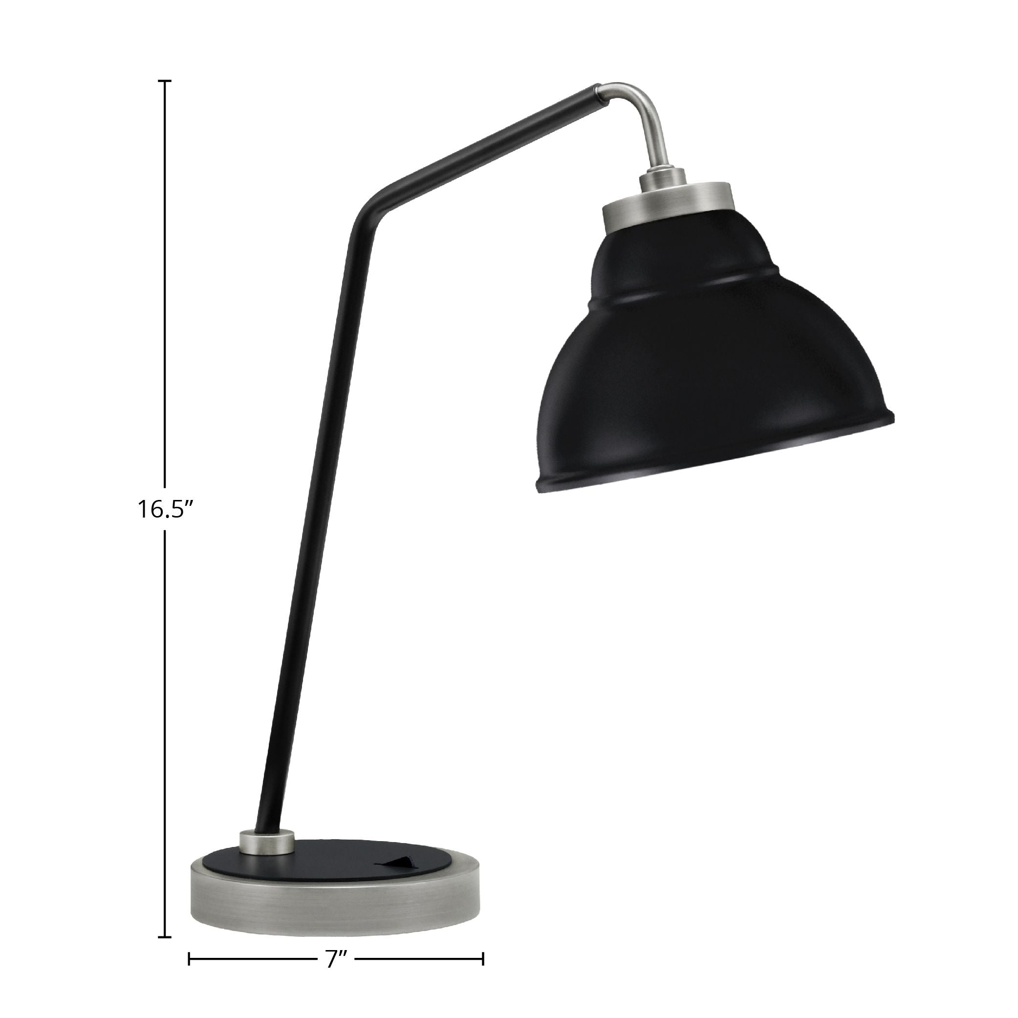 Desk Lamps One Light Desk Lamp in Graphite & Matte Black with 7" Matte Black Double Bubble Metal Shade Shade