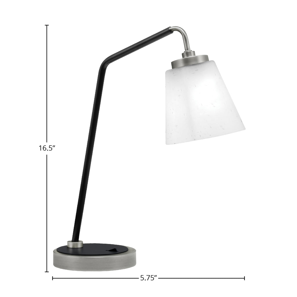 Desk Lamps One Light Desk Lamp in Graphite & Matte Black with 4.5" Square White Muslin Shade