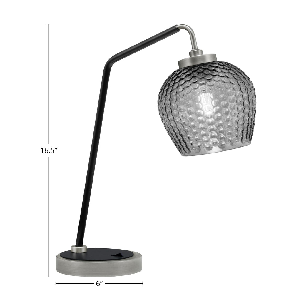 Desk Lamps One Light Desk Lamp in Graphite & Matte Black with 6" Smoke Textured Shade