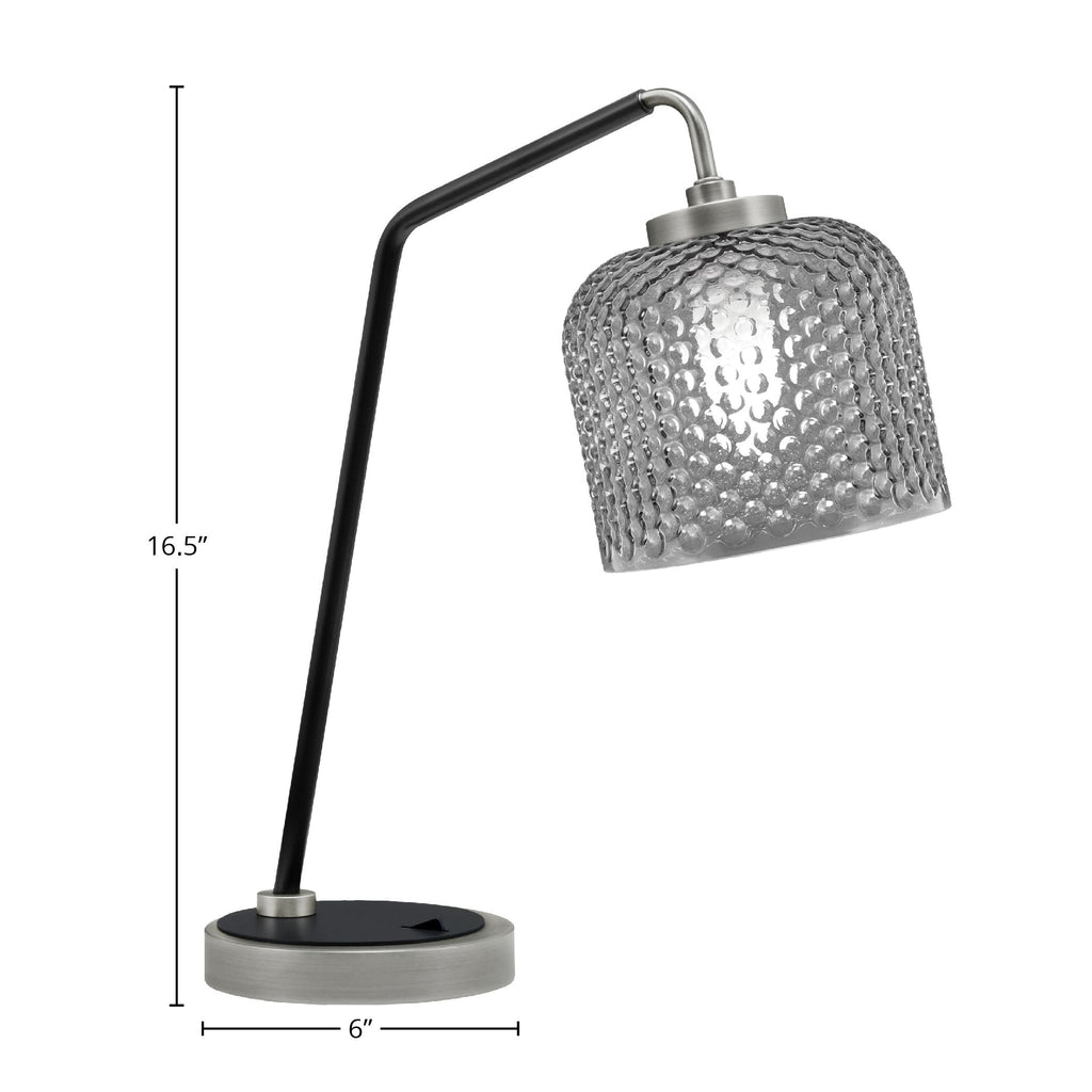 Desk Lamps One Light Desk Lamp in Graphite & Matte Black with 6" Smoke Textured Shade