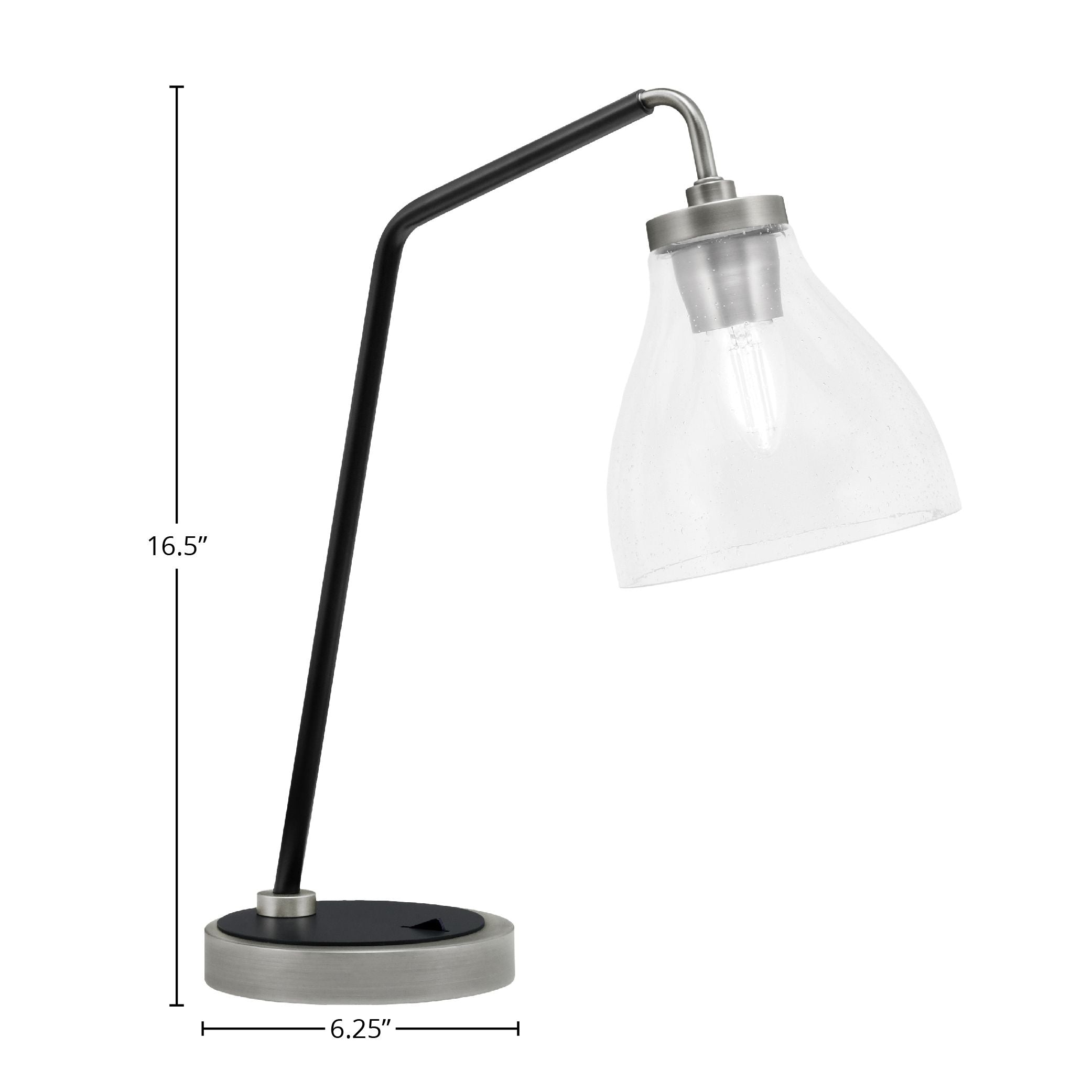 Desk Lamps One Light Desk Lamp in Graphite & Matte Black with 6.25" Clear Bubble Shade