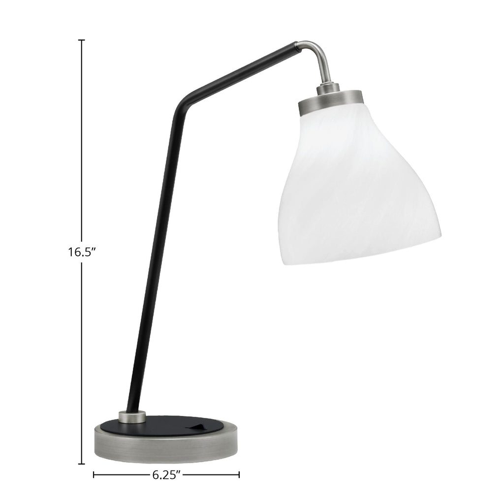 Desk Lamps One Light Desk Lamp in Graphite & Matte Black with 6.25" White Marble Shade