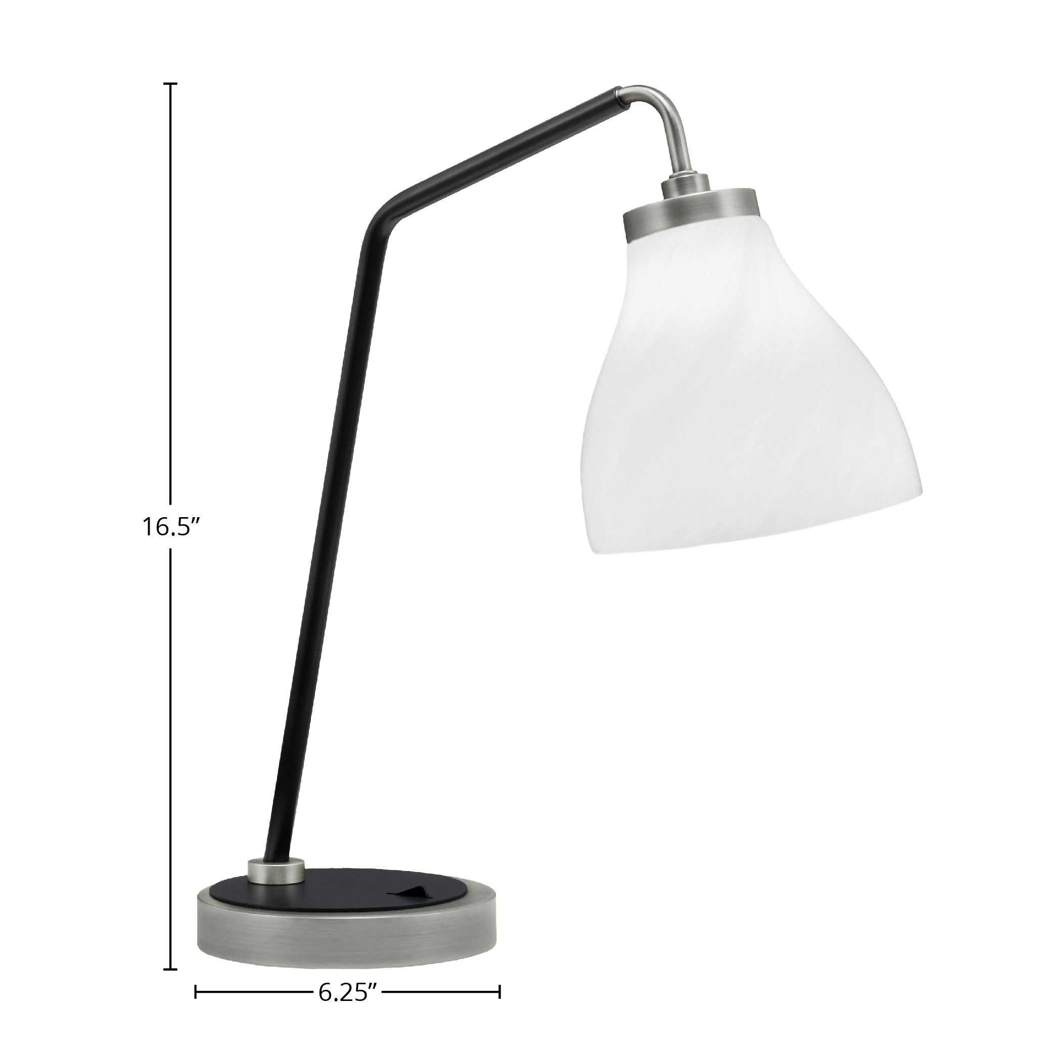 Desk Lamps One Light Desk Lamp in Graphite & Matte Black with 6.25" White Marble Shade