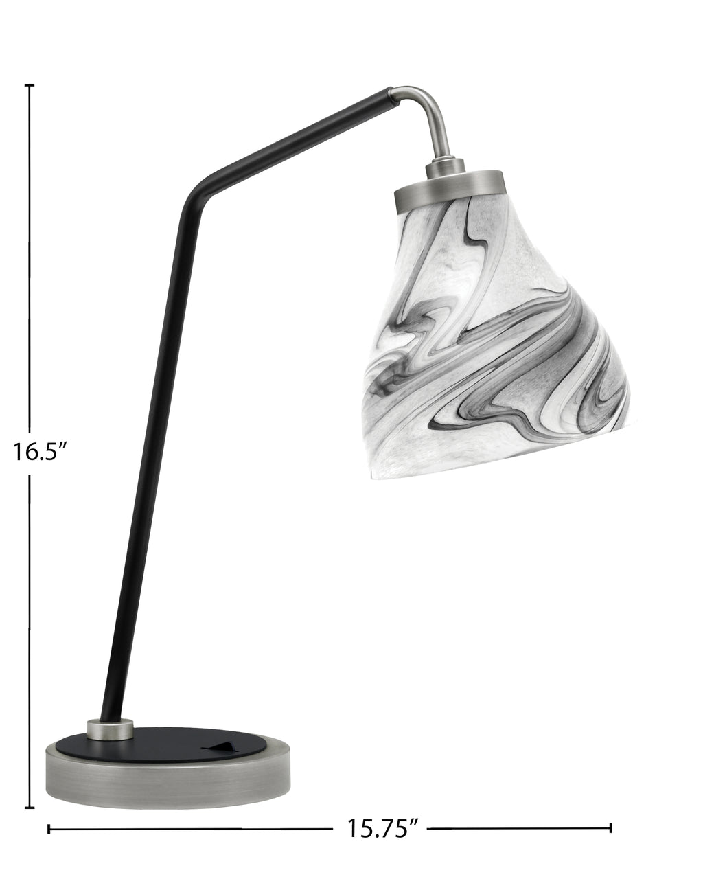 Desk Lamps One Light Desk Lamp in Graphite & Matte Black with 6.25" Onyx Swirl Shade