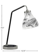 Desk Lamps One Light Desk Lamp in Graphite & Matte Black with 6.25" Onyx Swirl Shade