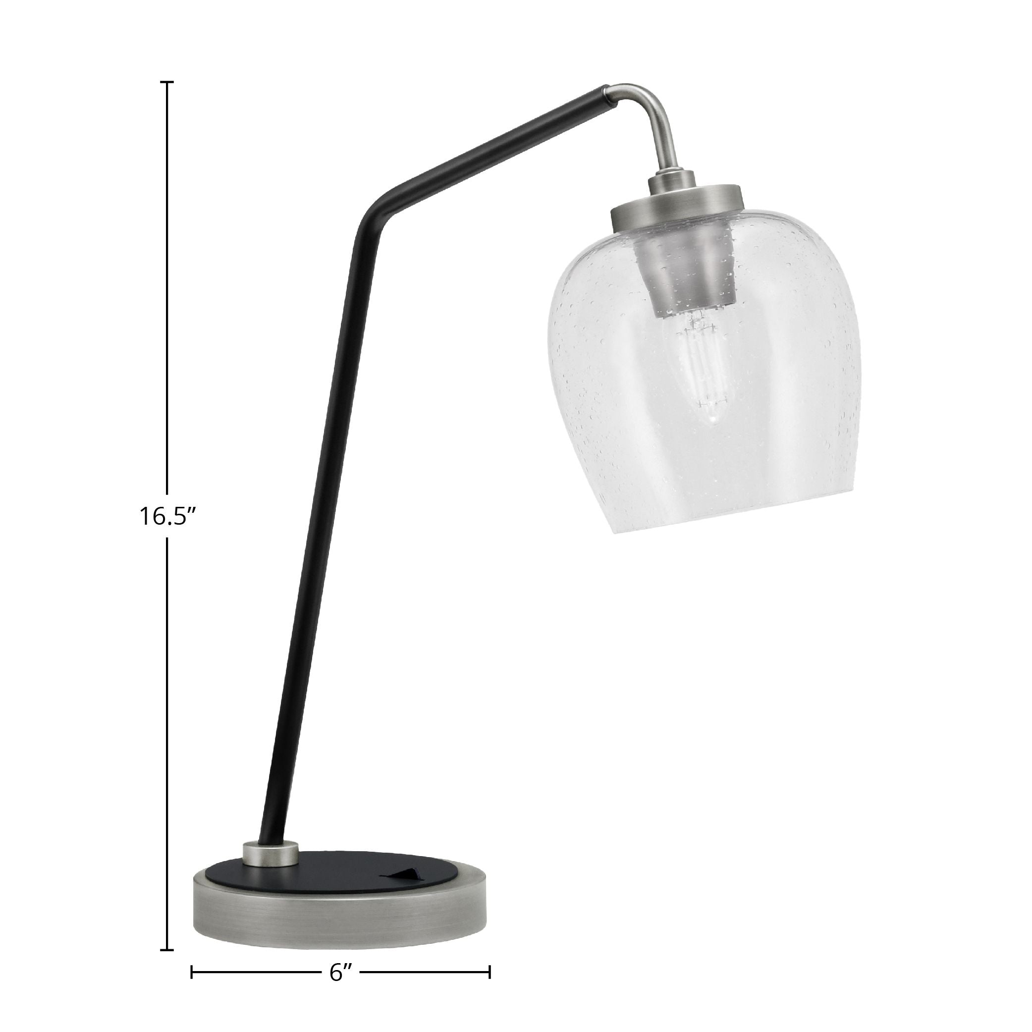 Desk Lamps One Light Desk Lamp in Graphite & Matte Black with 6" Clear Bubble Shade