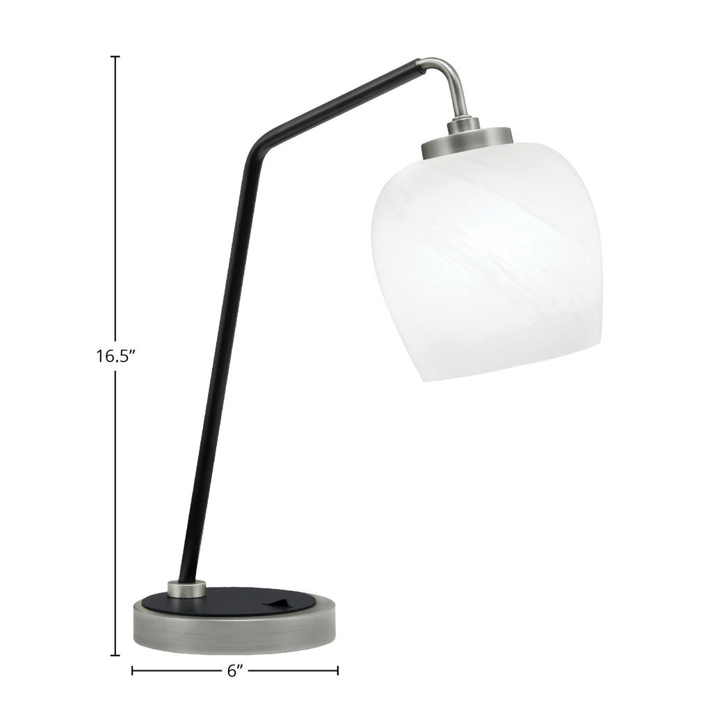 Desk Lamps One Light Desk Lamp in Graphite & Matte Black with 6" White Marble Shade