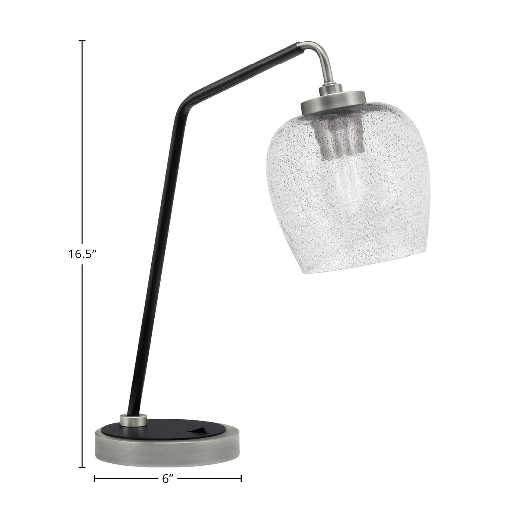 Desk Lamps One Light Desk Lamp in Graphite & Matte Black with 6" Smoke Bubble Shade