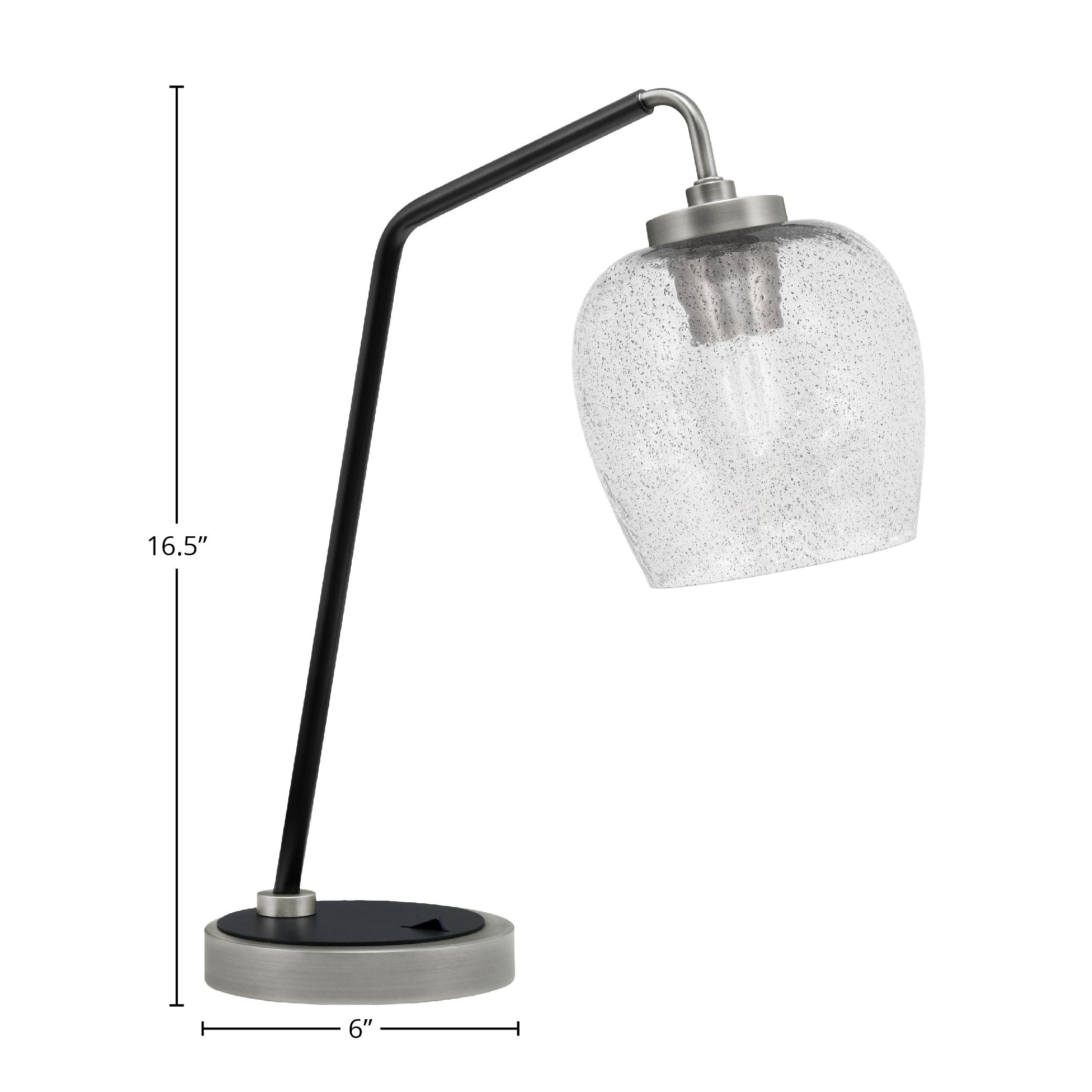 Desk Lamps One Light Desk Lamp in Graphite & Matte Black with 6" Smoke Bubble Shade