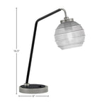 Desk Lamps One Light Desk Lamp in Graphite & Matte Black with 6" Clear Ribbed Shade