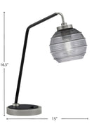 Desk Lamps One Light Desk Lamp in Graphite & Matte Black with 6" Smoke Ribbed Shade