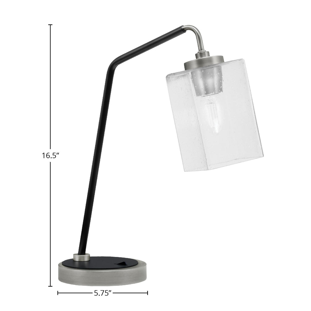Desk Lamps One Light Desk Lamp in Graphite & Matte Black with 4" Clear Bubble Shade