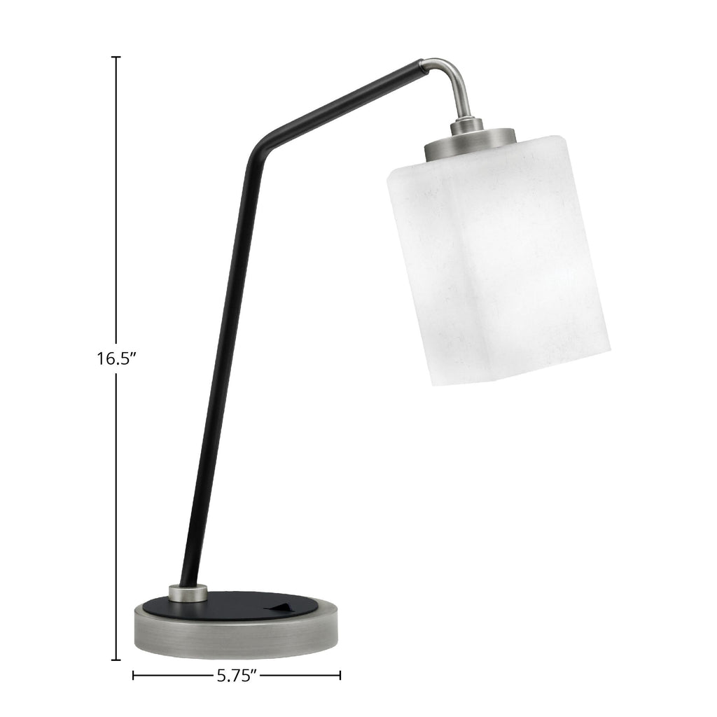 Desk Lamps One Light Desk Lamp in Graphite & Matte Black with 4" White Muslin Shade