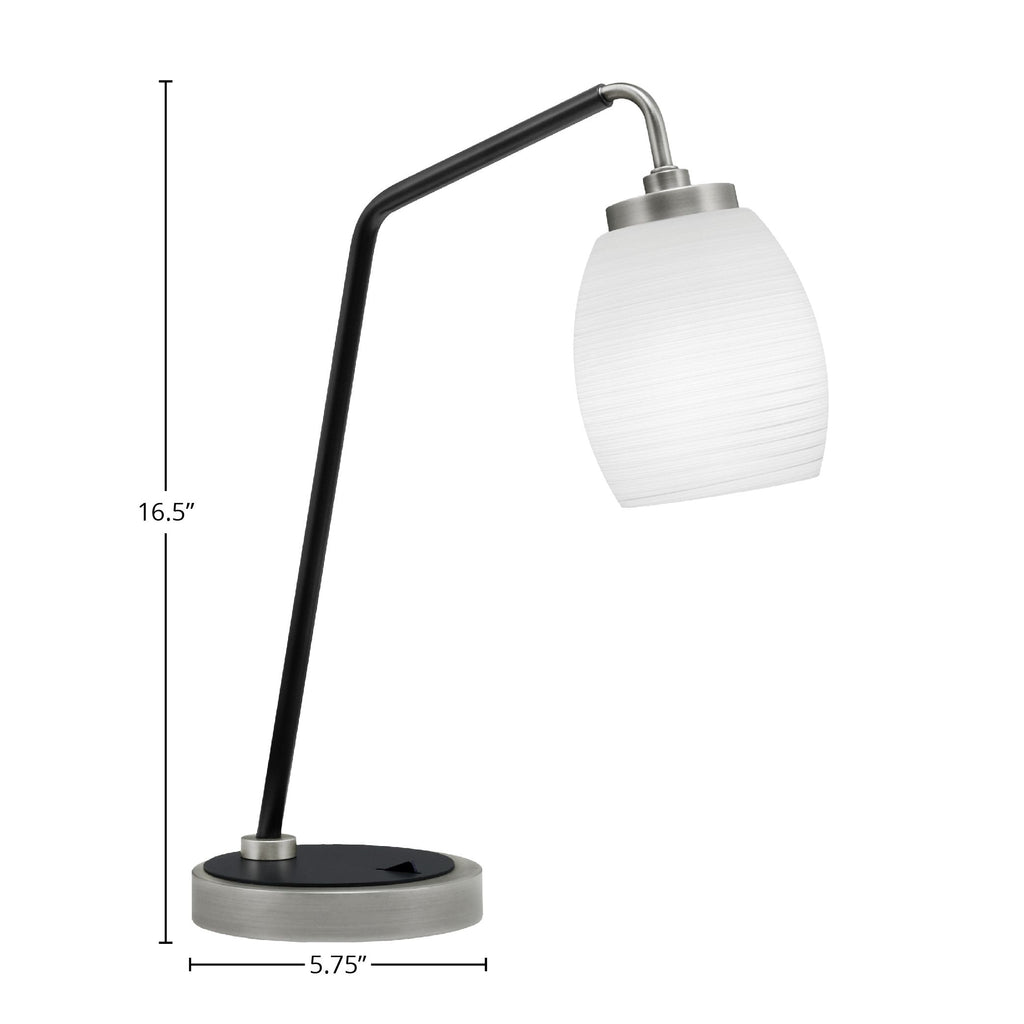 Desk Lamps One Light Desk Lamp in Graphite & Matte Black with 5" White Linen Shade