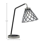 Desk Lamps One Light Desk Lamp in Graphite & Matte Black with 7" Diamond Ice Art Glass Shade