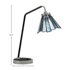 Desk Lamps One Light Desk Lamp in Graphite & Matte Black with 7" Sea Ice Art Glass Shade