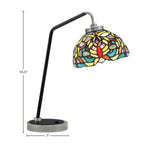 Desk Lamps One Light Desk Lamp in Graphite & Matte Black with 7" Kaleidoscope Art Glass Shade