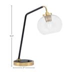 Desk Lamps One Light Desk Lamp in Matte Black & New Age Brass with 7" Clear Bubble Shade