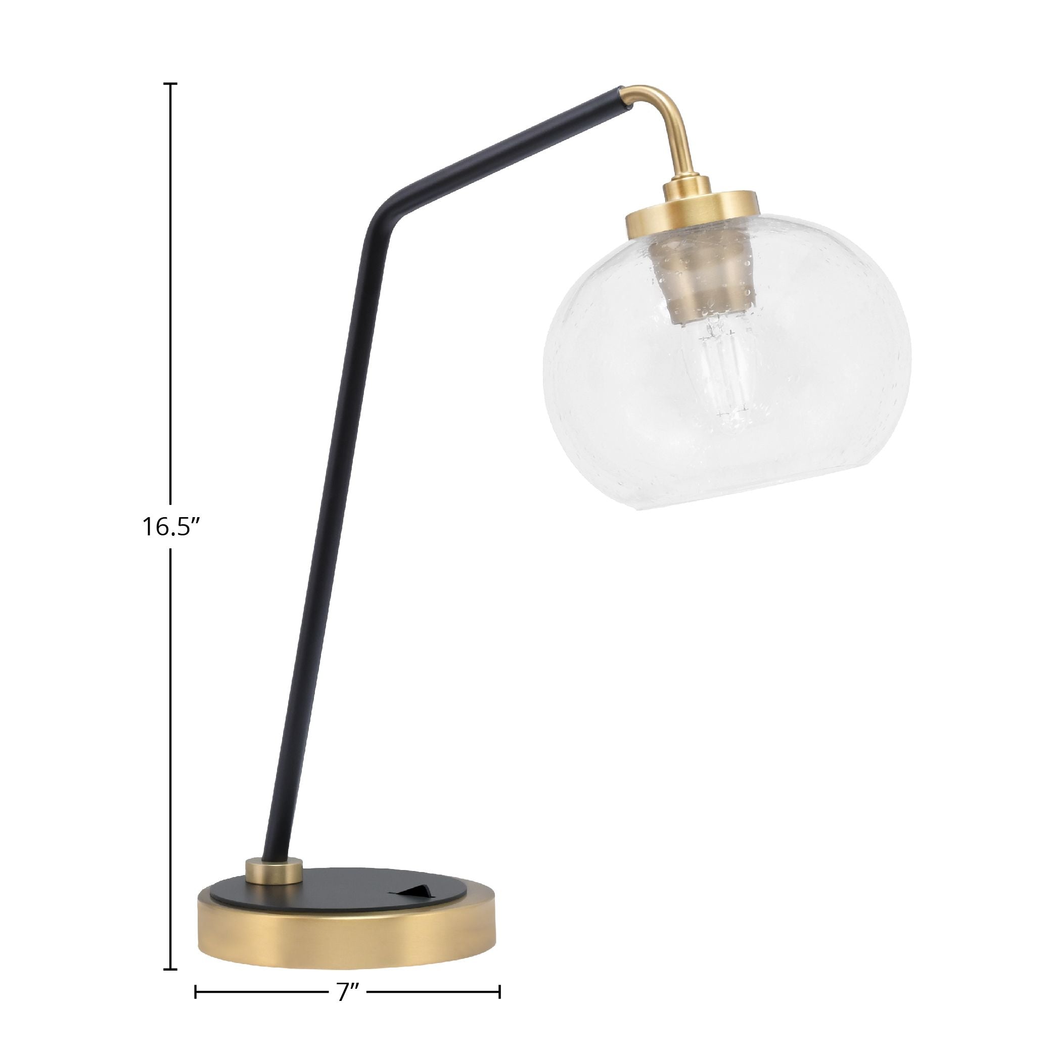 Desk Lamps One Light Desk Lamp in Matte Black & New Age Brass with 7" Clear Bubble Shade