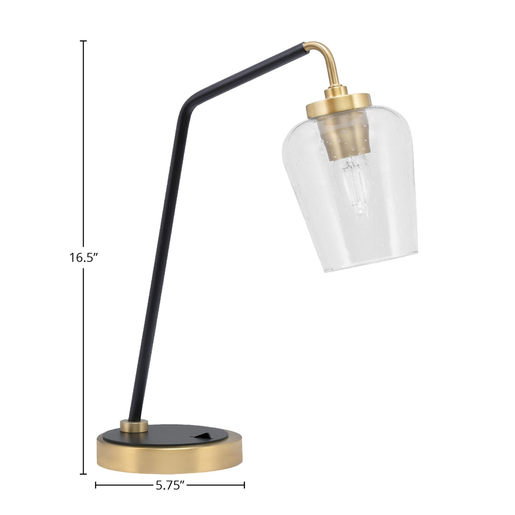 Desk Lamps One Light Desk Lamp in Matte Black & New Age Brass with 5" Clear Bubble Shade