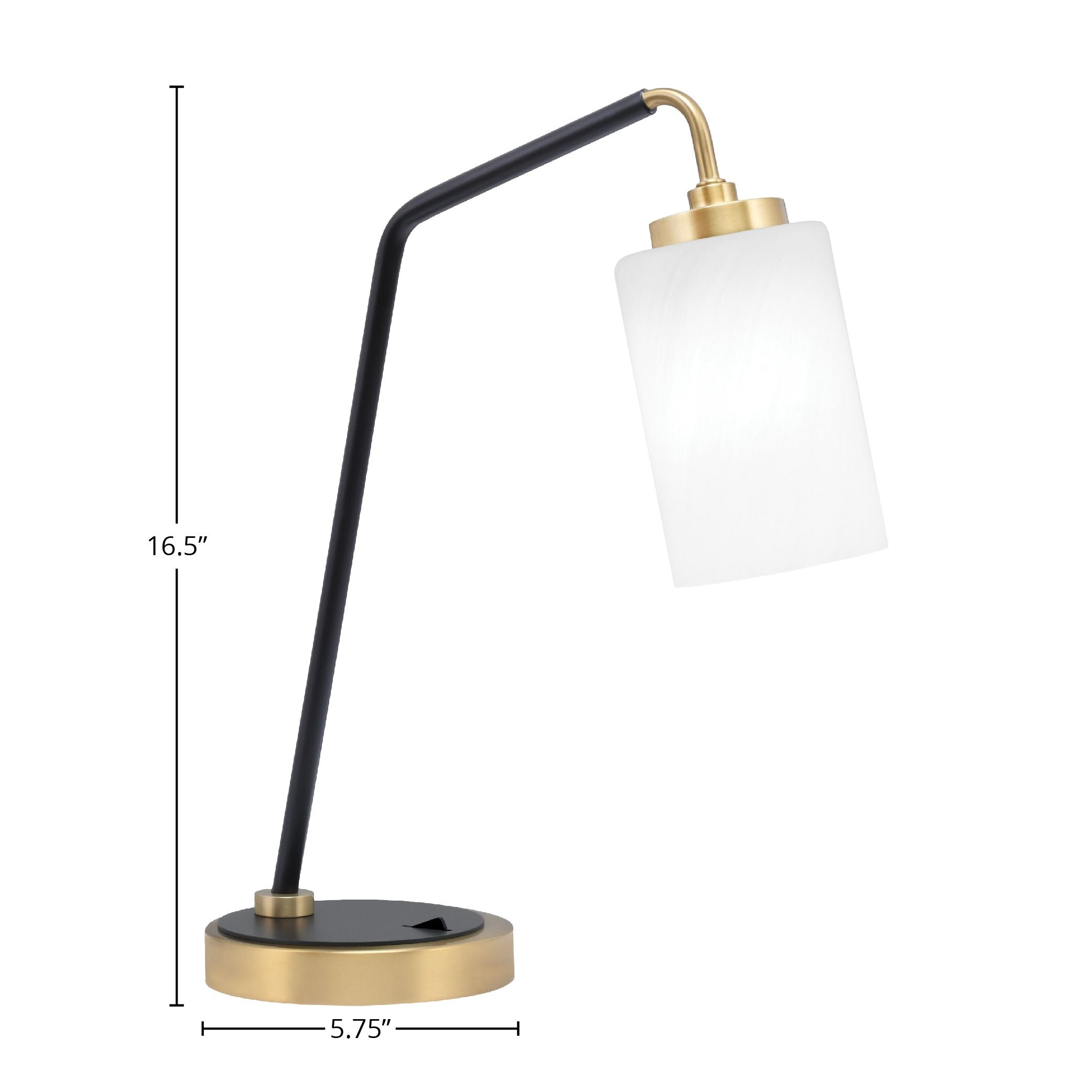 Desk Lamps One Light Desk Lamp in Matte Black & New Age Brass with 4" White Marble Shade