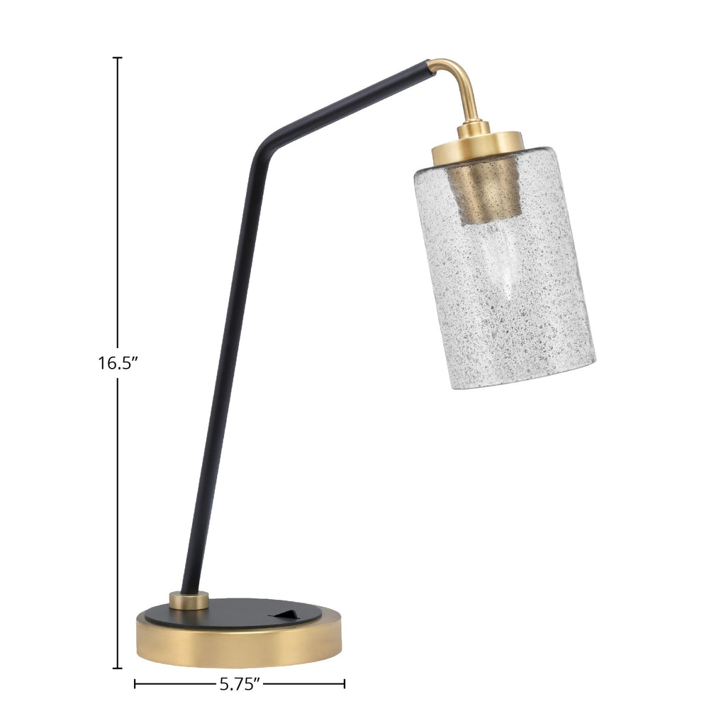 Desk Lamps One Light Desk Lamp in Matte Black & New Age Brass with 4" Smoke Bubble Shade