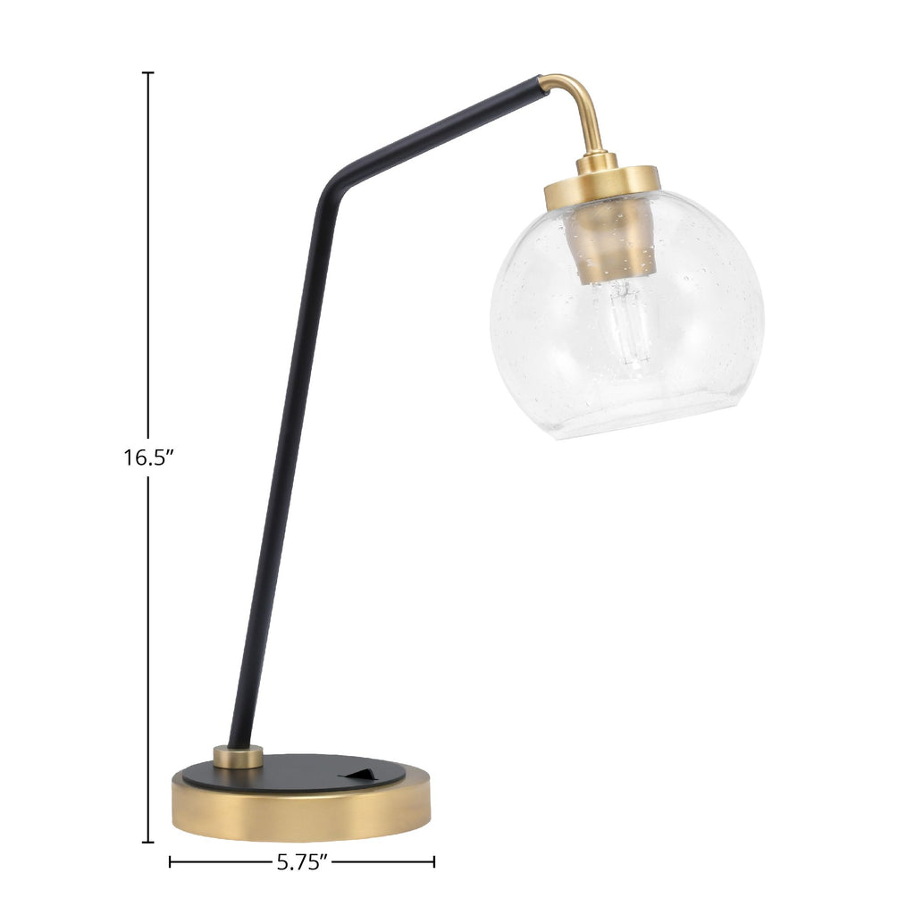 Desk Lamps One Light Desk Lamp in Matte Black & New Age Brass with 5.75" Clear Bubble Shade