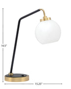 Desk Lamps One Light Desk Lamp in Matte Black & New Age Brass with 5.75" White Marble Shade