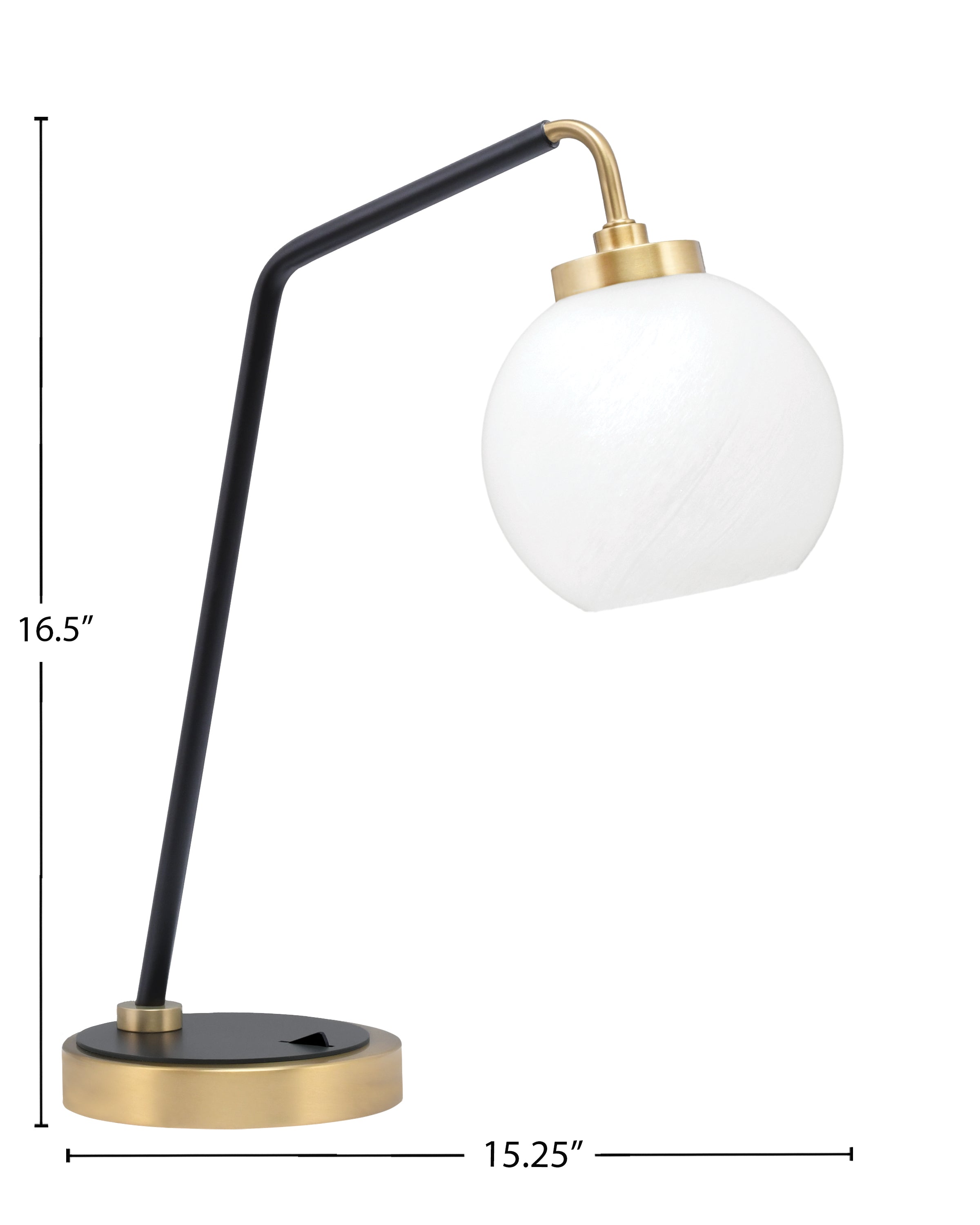 Desk Lamps One Light Desk Lamp in Matte Black & New Age Brass with 5.75" White Marble Shade