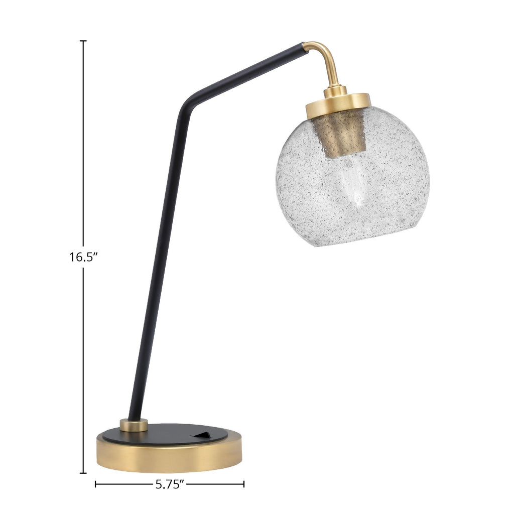 Desk Lamps One Light Desk Lamp in Matte Black & New Age Brass with 5.75" Smoke Bubble Shade