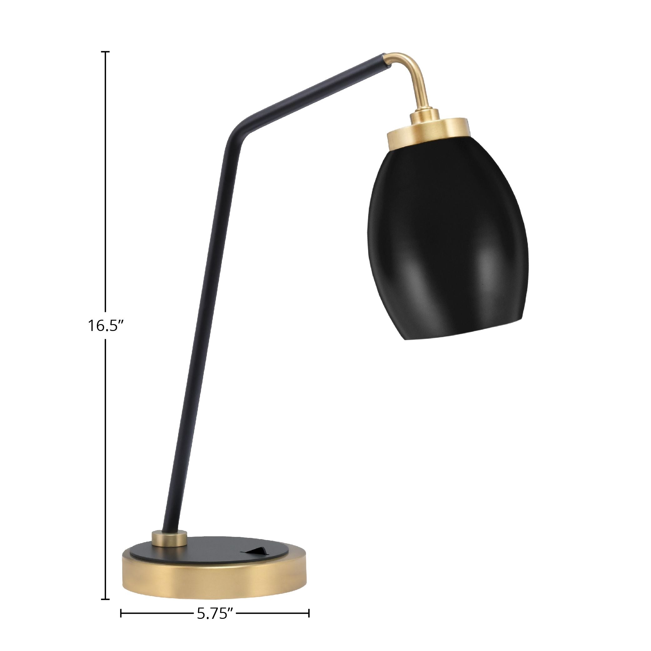 Desk Lamps One Light Desk Lamp in Matte Black & New Age Brass with 5" Matte Black Oval Metal Shade Shade