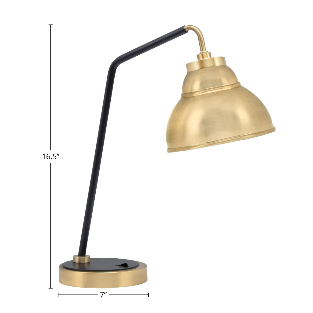Desk Lamps One Light Desk Lamp in Matte Black & New Age Brass with 7" New Age Brass Double Bubble Metal Shade Shade