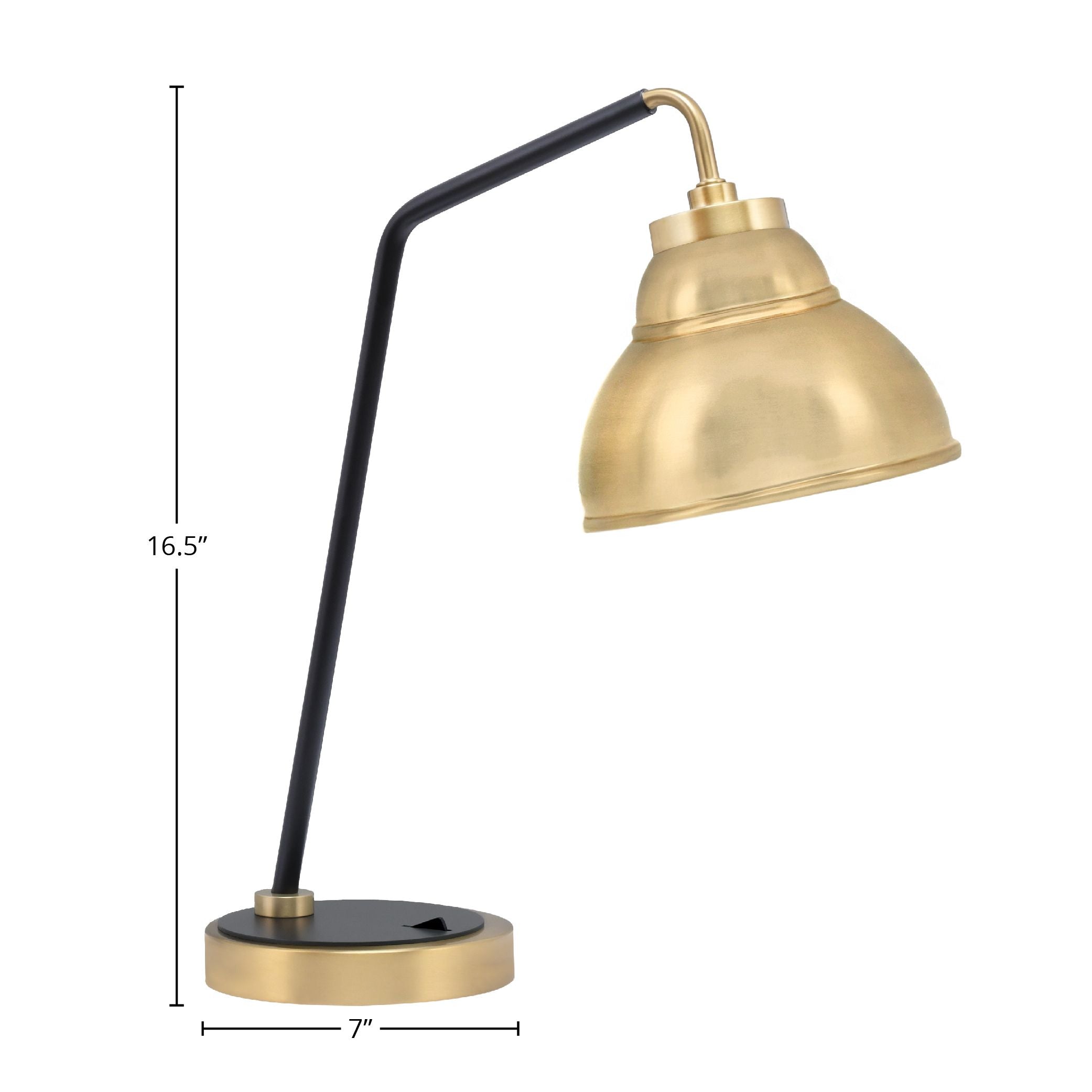 Desk Lamps One Light Desk Lamp in Matte Black & New Age Brass with 7" New Age Brass Double Bubble Metal Shade Shade