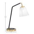 Desk Lamps One Light Desk Lamp in Matte Black & New Age Brass with 4.5" White Muslin Shade