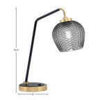 Desk Lamps One Light Desk Lamp in Matte Black & New Age Brass with 6" Smoke Textured Shade
