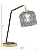 Desk Lamps One Light Desk Lamp in Matte Black & New Age Brass with 6" Smoke Textured Shade