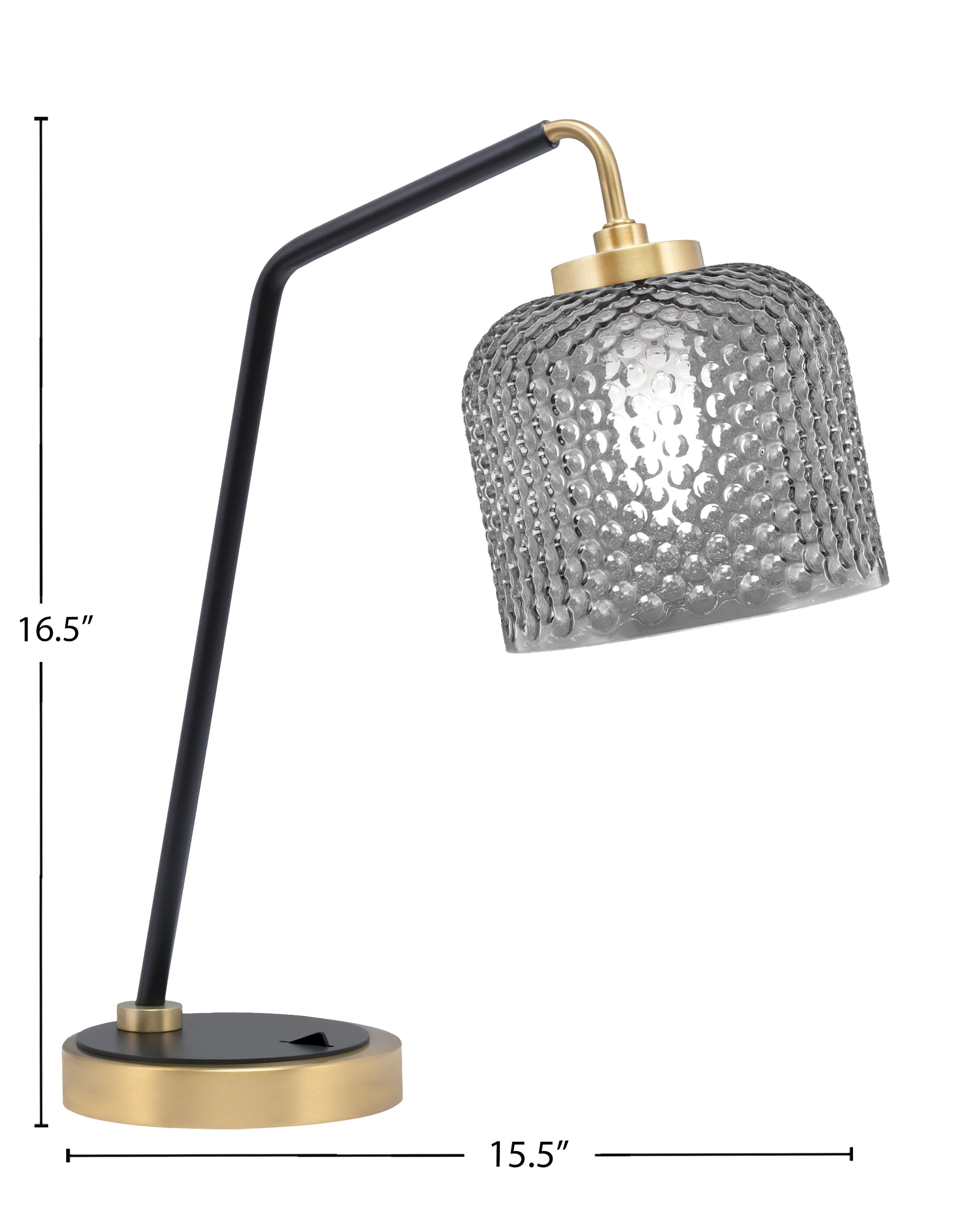 Desk Lamps One Light Desk Lamp in Matte Black & New Age Brass with 6" Smoke Textured Shade