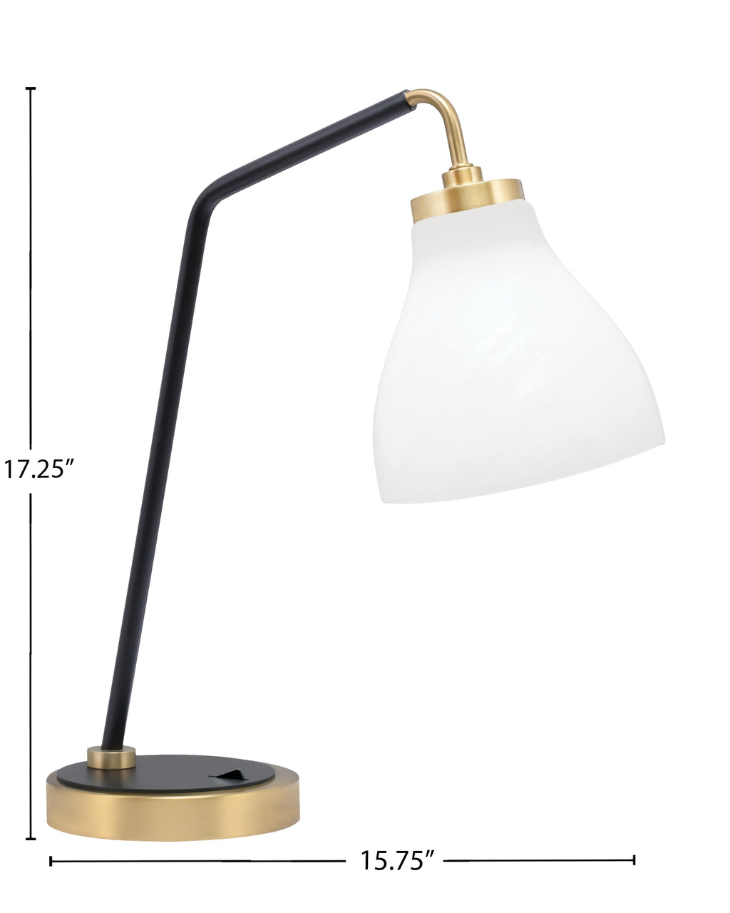 Desk Lamps One Light Desk Lamp in Matte Black & New Age Brass with 6.25" White Marble Shade