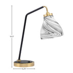 Desk Lamps One Light Desk Lamp in Matte Black & New Age Brass with 6.25" Onyx Swirl Shade