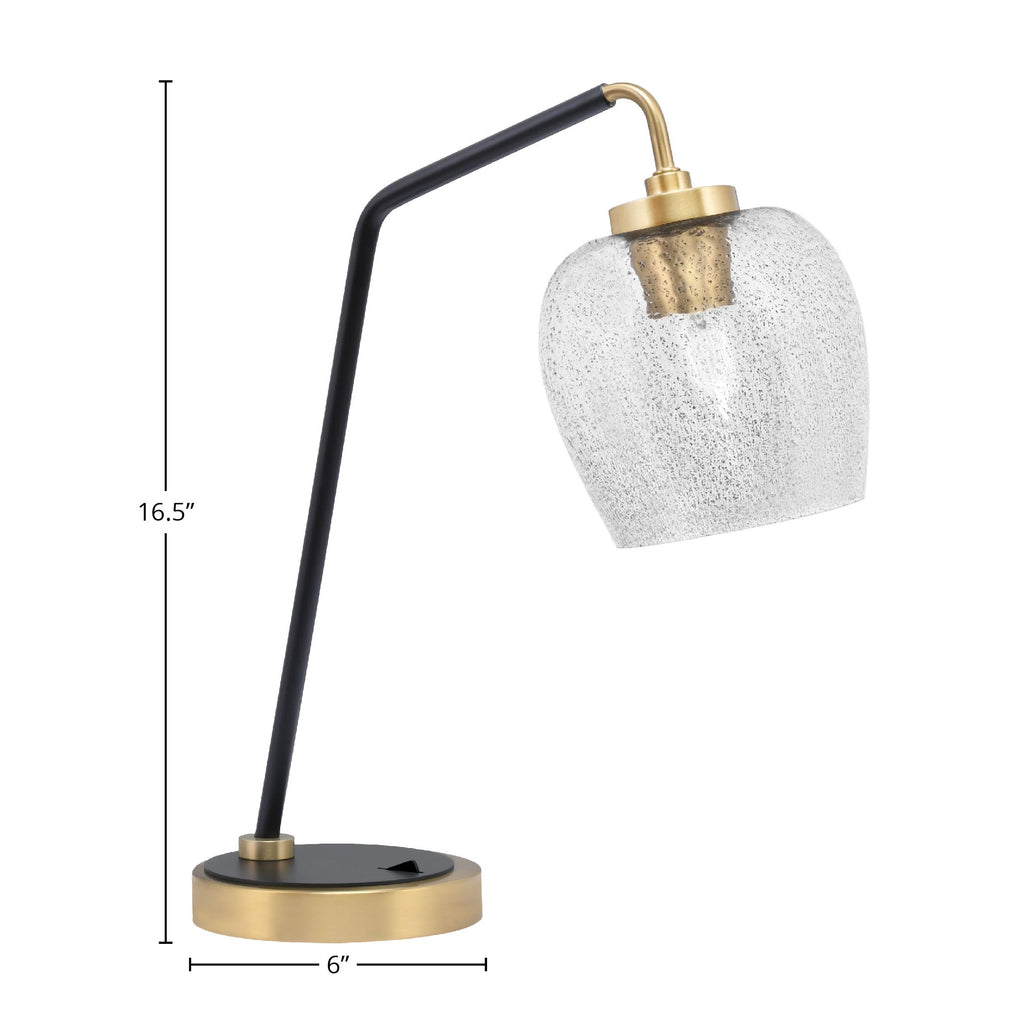 Desk Lamps One Light Desk Lamp in Matte Black & New Age Brass with 6" Smoke Bubble Shade