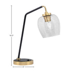 Desk Lamps One Light Desk Lamp in Matte Black & New Age Brass with 6" Smoke Bubble Shade
