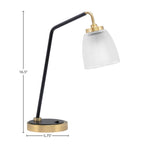 Desk Lamps One Light Desk Lamp in Matte Black & New Age Brass with 5" Square Clear Ribbed Shade