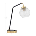 Desk Lamps One Light Desk Lamp in Matte Black & New Age Brass with 6" Clear Ribbed Shade