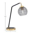 Desk Lamps One Light Desk Lamp in Matte Black & New Age Brass with 6" Smoke Ribbed Shade