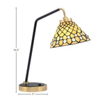 Desk Lamps One Light Desk Lamp in Matte Black & New Age Brass with 7" Starlight Art Glass Shade