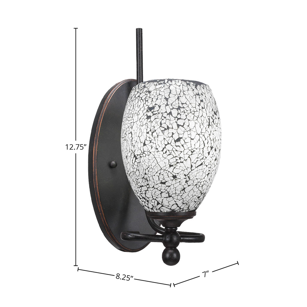 Capri One Light Wall Sconce in Dark Granite with 5" Black Fusion Shade